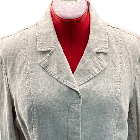 Coldwater Creek Oatmeal Tan Linen Blazer Jacket Women 14 - Picture 5 of 8